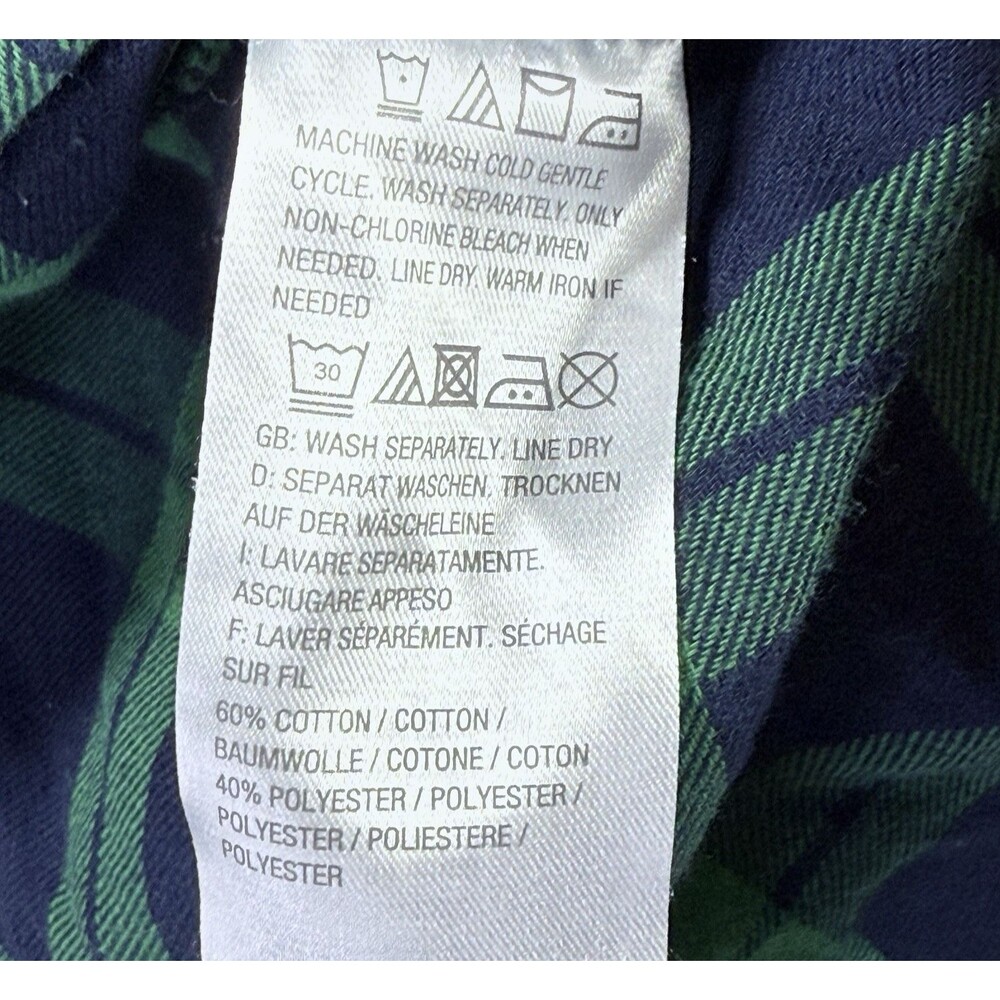 Joan Rivers Flannel Peplum Shirt Sz 12 Green Blue Cotton Plaid Button Down - Picture 13 of 13